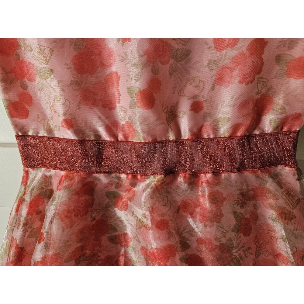 NWOT Disney Beauty and The Beast Pink And Red Rose Print Lined Dress, Size Med. - Picture 3 of 9